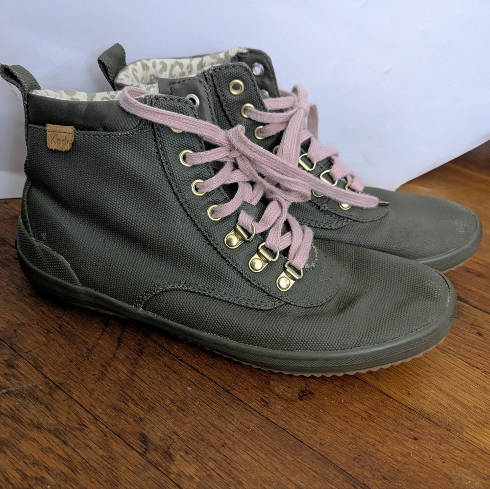 Keds Olive Green Lace Up Scout Rain Boots Size 8.5